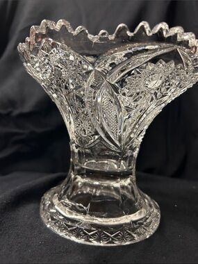 Cut Crystal Compote Vase - Clear